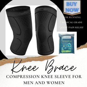 Warrior 2-Pack Knee Sleeves, Compression Knee Pain for Men and Women (S-M-L)